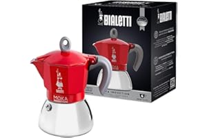 Bialetti - Moka Induction, Moka Pot, Suitable for all Types of Hobs, 6 Cups Espresso (9.4 Oz), Red