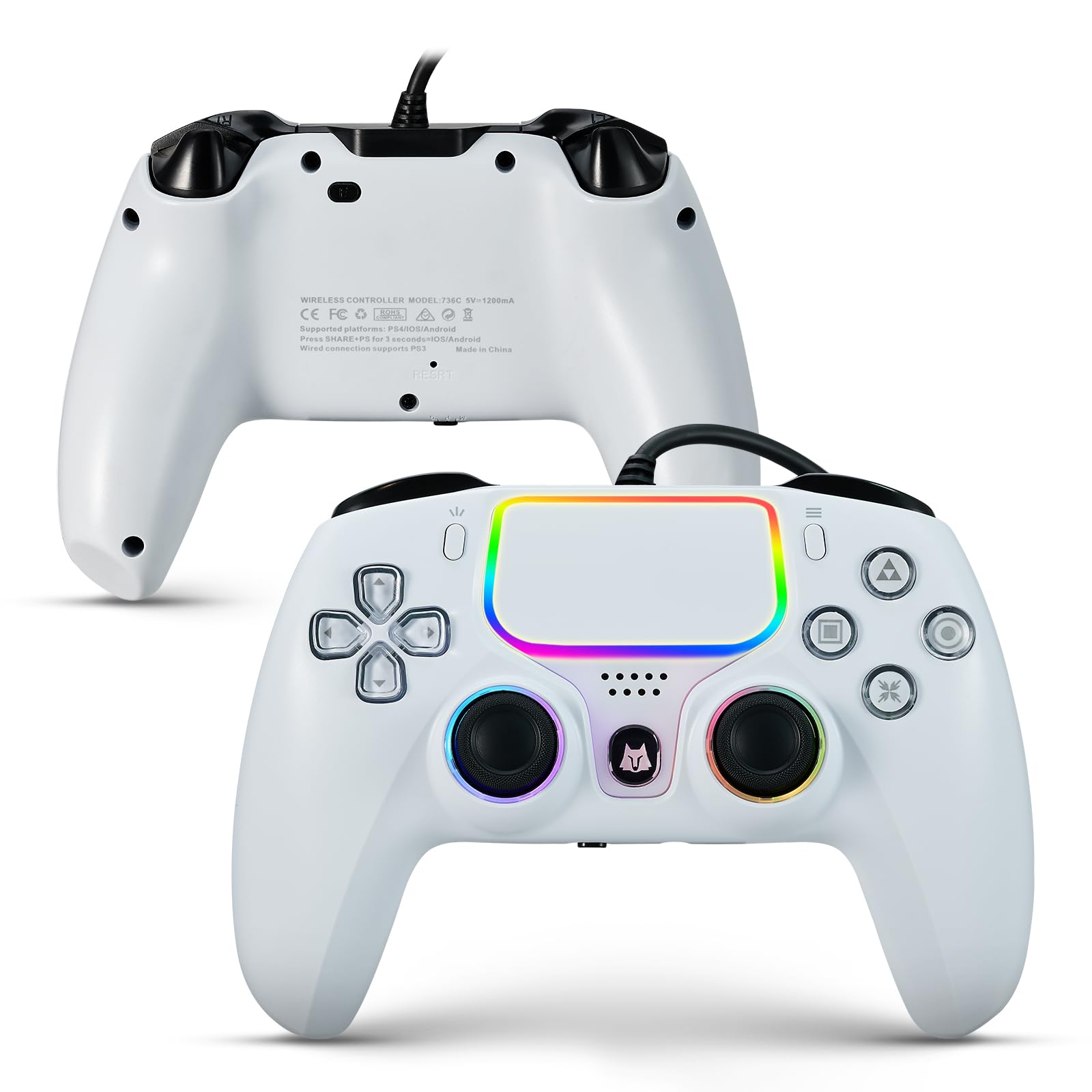 NBCP Gaming 2 Pack for PS5 Wired Controller, PC/Steam, Turbo & Linear Hall-effect Trigge,Wired Controllers for Compatible with PS5/4, Windows PC & Steam White* 2