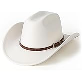 EOGIMI Western Cowboy Hat for Women Men Retro Suede Roll Up Hat with Buckle Belt