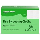 Amazon Basics Dry Sweeping Cloths for Floor Cleaning, Pet Hair, Dust, Dirt, Multi-Surface, Disposable, Fits Swiffer Sweeper Mop Heads, 64 Count, Packaging May Vary