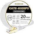 BUSOHE CAT8 Ethernet Cable 20ft, High Speed Flat Internet Computer Patch Cord, 40Gbps 2000Mhz Faster Than Cat7/Cat6/Cat5, RJ4