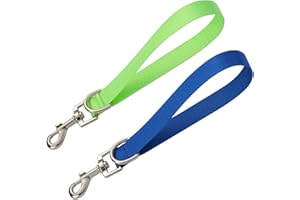 FURSDOLY Traffic Dog Leash Dogs Training Leash Pet Traffic Grab Handle Training Tab Pets Leash Short Dog Leashes Dogs Training Lead Leashes (Green & Blue)