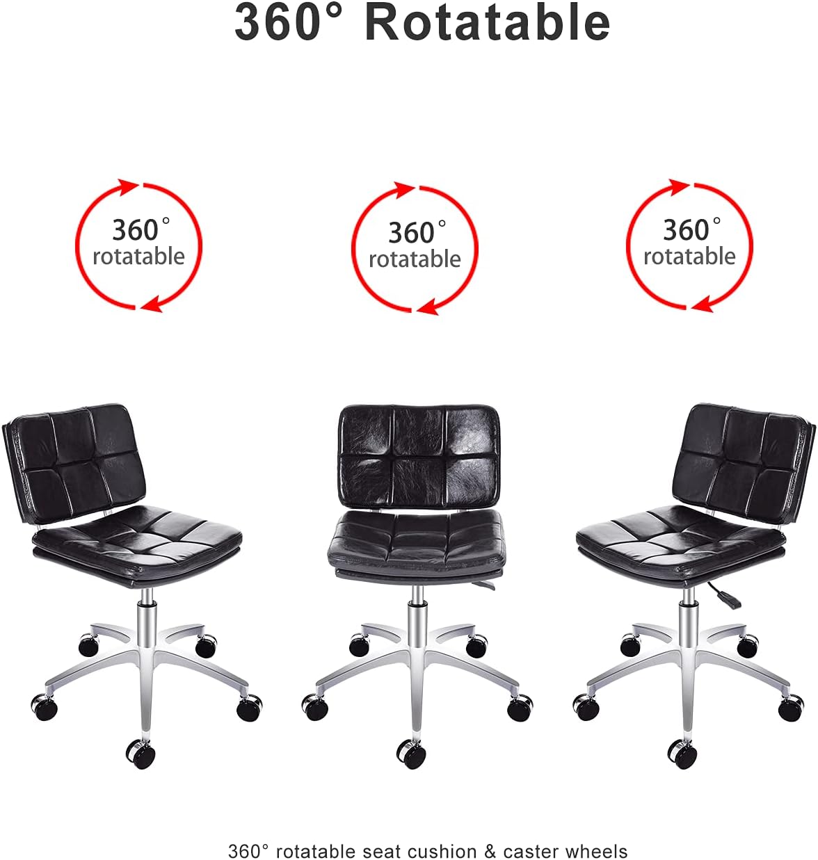 REMWELL Square Seat Rolling Stool Adjustable Swivel Chair for Clinic Medical Spa Beauty Hair Salon Home Office Kitchen with Wheels（Black, with Backrest）: Kitchen & Dining