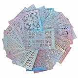 24 Sheets New Nail Hollow Irregular Grid Stencil Reusable Manicure Stickers
