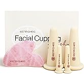 Rena Chris Facial Cupping Set & Gua Sha Facial Tool - Silicone Cupping Set & Rose Quartz Gua Sha Stone - Face Cupping Therapy Set for Natural Skin Care, Puffiness, Lip Plumping(Pink)