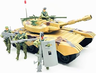 Fycooler Army Tank Toy Friction Powered 4 Soldier Figures Missile Launcher