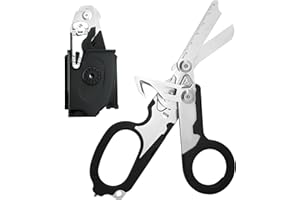 OHZOIRIC Trauma Shears with Strap Cutter and Glass Breaker, Trauma Shears with Black Holster, Stainless Steel Foldable Trauma Shears For Outdoor Rescue Use (Black)