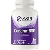AOR Gandha-600 Ashwagandha Supplement, 120 Caps 120-Day Supply - Organic Ashwagandha 600mg for Men & Women - Supports Focus,