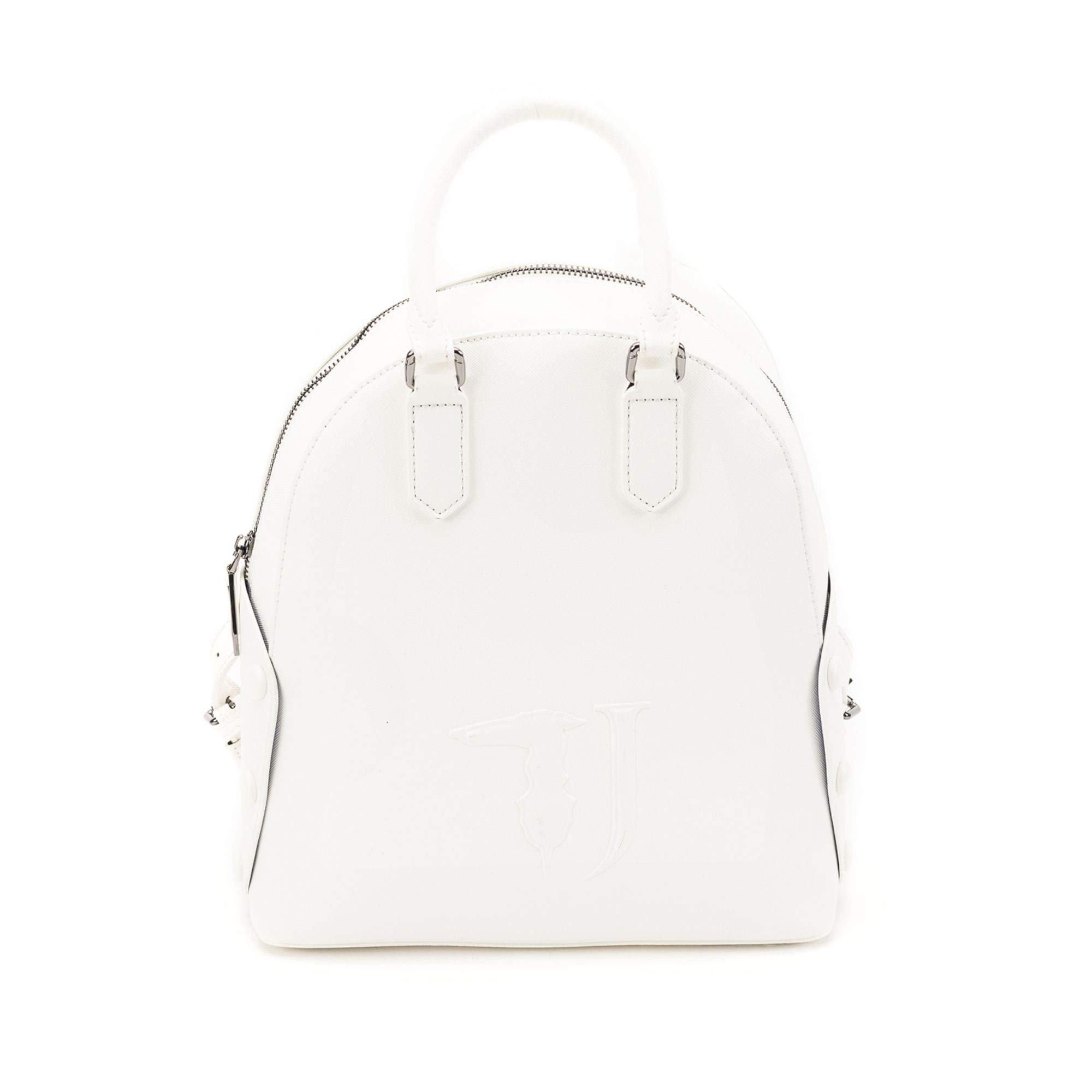 white faux leather backpack