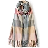 Villand Women's Wool Scarf - Cashmere Feel Winter Checked Scarves for Women, Large Soft Thick Shawls and Wraps with Gift Box
