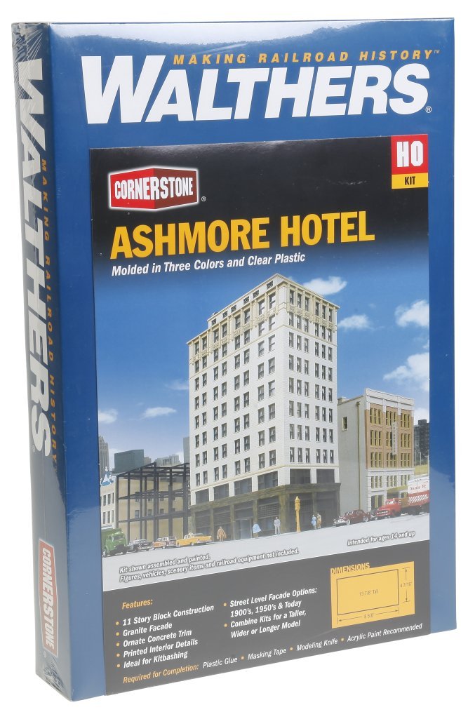 Cornerstone Walthers 933-3764 Walthers, Ashmore Hotel Kit, Multiple, 8-5/8 X 4-7/16 X 13-7/8 Inches, 21.9 x 11.2 x 35.3 cm