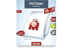 Miele Original FJM XL AirClean 3D Efficiency Dust Bags for Miele Complete C1, Compact C1/C2 and S6/S4 Vacuum Cleaners, 8 x Du
