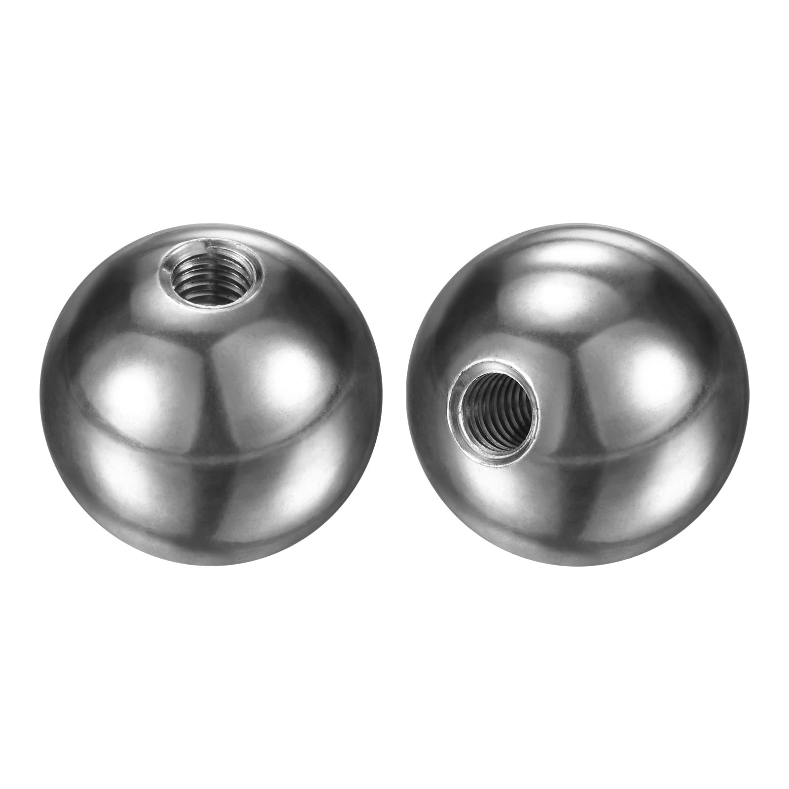 M METERXITY 2Pcs Threaded Ball Nut Knobs, M6x24mm 304 Stainless Steel Female Thread Ball Nut Cap for Lighting Fixtures/Machinery/DIY, Round Solid Screw Cap Cover [Silver]