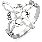 TEAMER Witches Knot Ring - Stainless Steel Celtic Amulet Vintage Knot Ring Wicca Protection Jewelry For Women