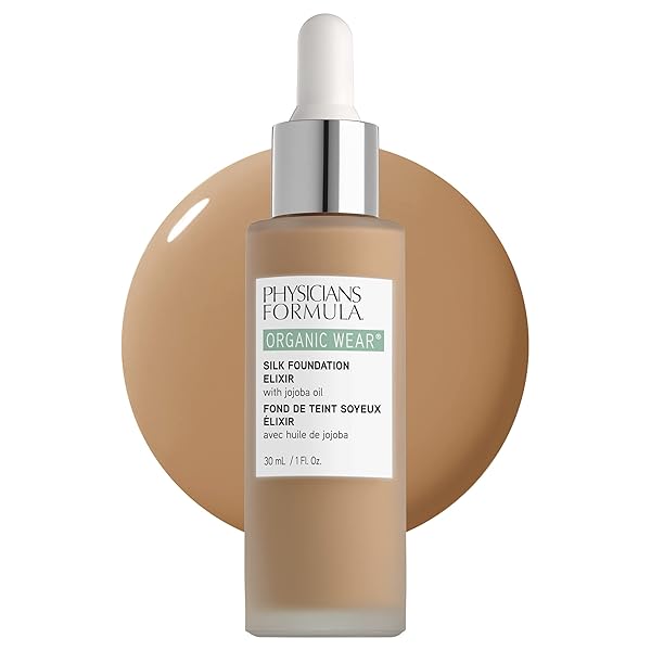 PHYSICIANS FORMULA ORGANIC WEAR ALL NATURAL LIQUID FOUNDATION ELIXIR MEDIUM, FULL COVERAGE | DERMATOLOGIST TESTED, CLINICIALLY TESTED