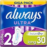 Always Ultra Women's Sanitary Pads Size 2 with Wings 30 Count Giga Pack