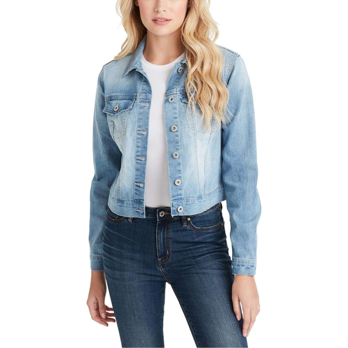 Jessica Simpson Women’s Pixie Classic Feminine Fit Crop Jean Jacket, Maude, Small