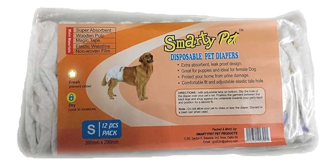 Smarty Pet Disposable Dog Diapers (Small, 390 x 290 mm) -12 Pieces