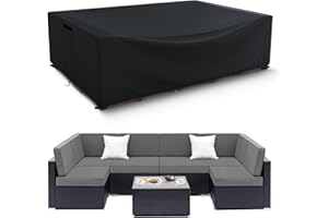 HIGHTQURO Patio Furniture Covers Waterproof, Heavy Duty 600D Outdoor Furniture Covers for Outside Sectional Sofa Set,Tear Resistance and Anti-UV, Black,108"L x 82"W x 28"H