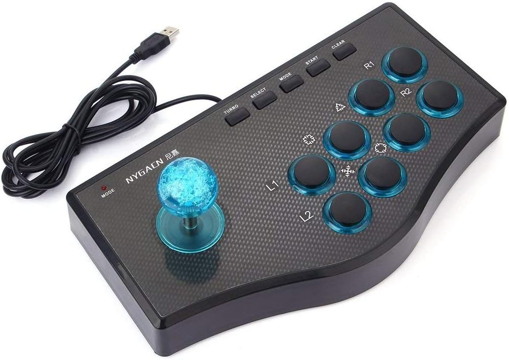 3 in 1 USB Wired Game Controller Arcade Fight Joystick Stick for PS3 Computer PC Gamepad Engineering Design Game Console Black