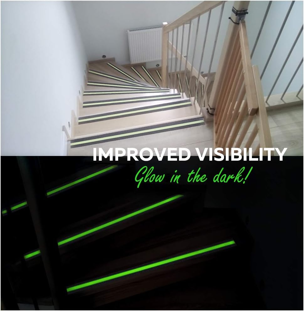Anti Slip Grip Tape Glowing in Dark, Non Slip Adhesive Stair Treads, High Traction Safety Tape for Stairs Steps Decking 5m x 5cm - Image 5