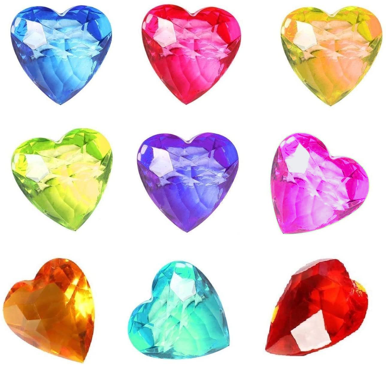 NLR [20pcs 4cm] Big Size Kids Heart Toy, Acrylic Gem Set, Pirate Treasure Hunt Toy | Easter Egg Filler | Diving Instructor | Party Favors, Gift for Birthday/Christmas/Easter Prizes