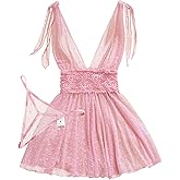 Lilosy Sexy Polka Dots Mesh Sheer Lace Babydoll Chemise Lingerie Set Floral Sleep Wear