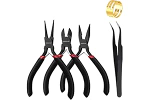 WISEUP 3 Pcs Jewelry Pliers Set - Needle/Chain Nose, Round Nose and Wire Cutters for Jewelry DIY Craft，Repair & Wire Wrapping
