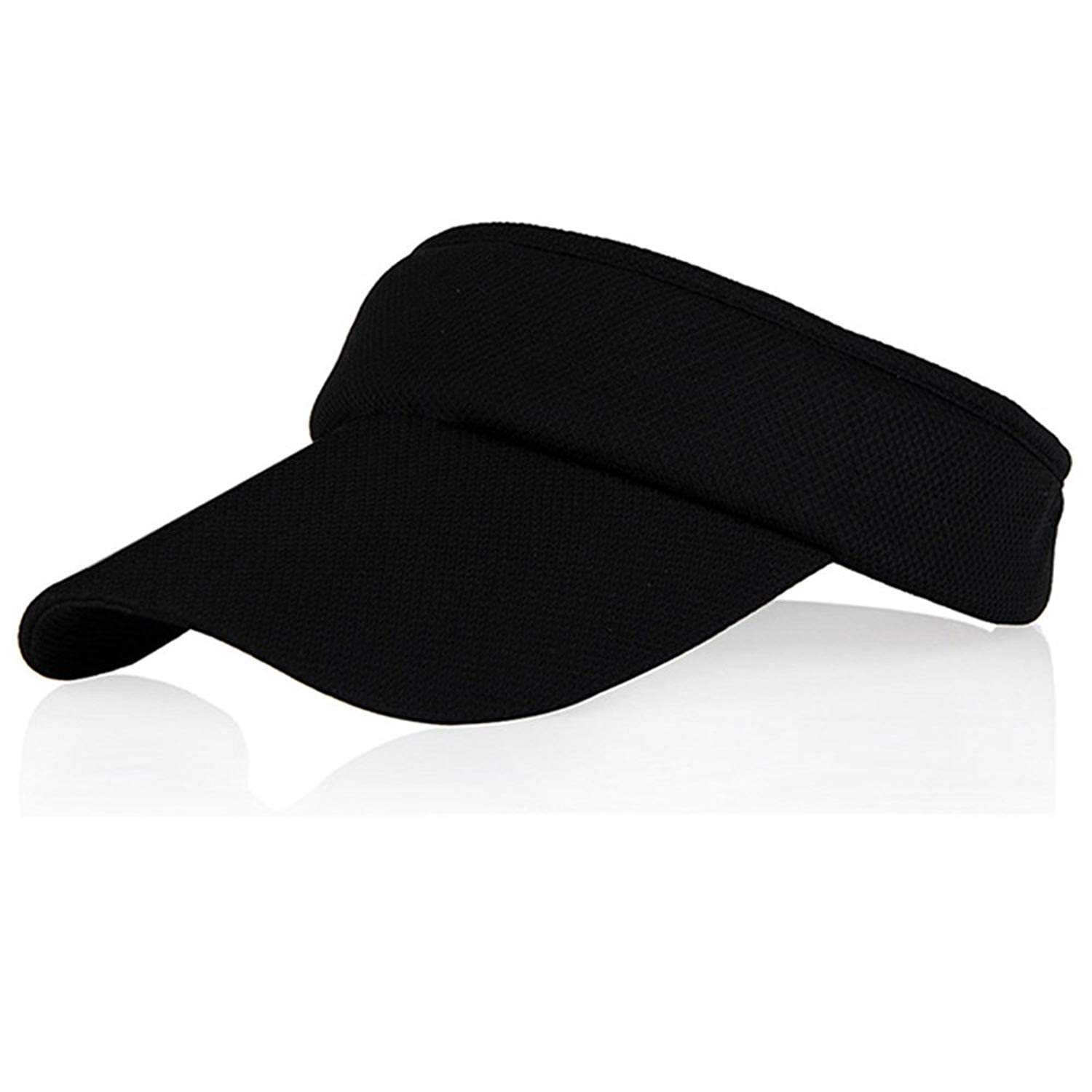 Black Colors Sun Visors for Women and Girls, Long Brim Thicker Sweatband Adjustable Hat for Golf Cycling Fishing Tennis Running Jogging and Other Sports