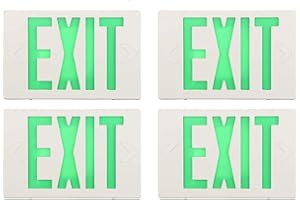 SPECTSUN LIGHTING SPECTSUN 4 Packs LED Exit Sign, Emergency Exit Light with Battery Backup, Double Face, UL 924, AC 120/277V, Damp Location, Hardwired Green Letter Exit Lights for Business.