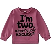 CM C&M WODRO 2nd Birthday Outfit for Girl I'm Two Cute Sweatshirt 2 Year Old Toddler Birthday Shirt Long Sleeve Party Tops