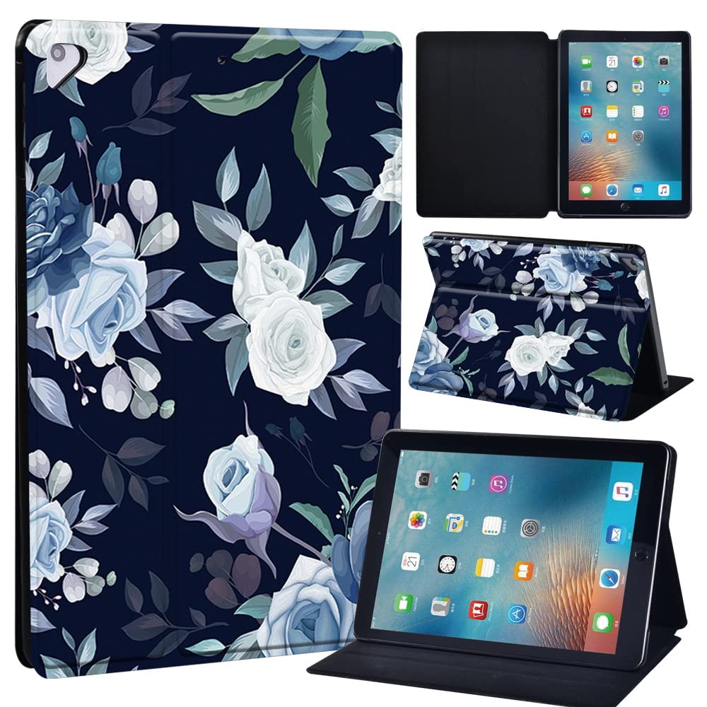 Leather slim lightweight Stand Cover Case for Apple New iPad 9.7 2018 2017(6th Gen, 5th Gen)/iPad Air 2/iPad Air/iPad Pro 9.7 Tablet with Auto Wake/Sleep (flower016)