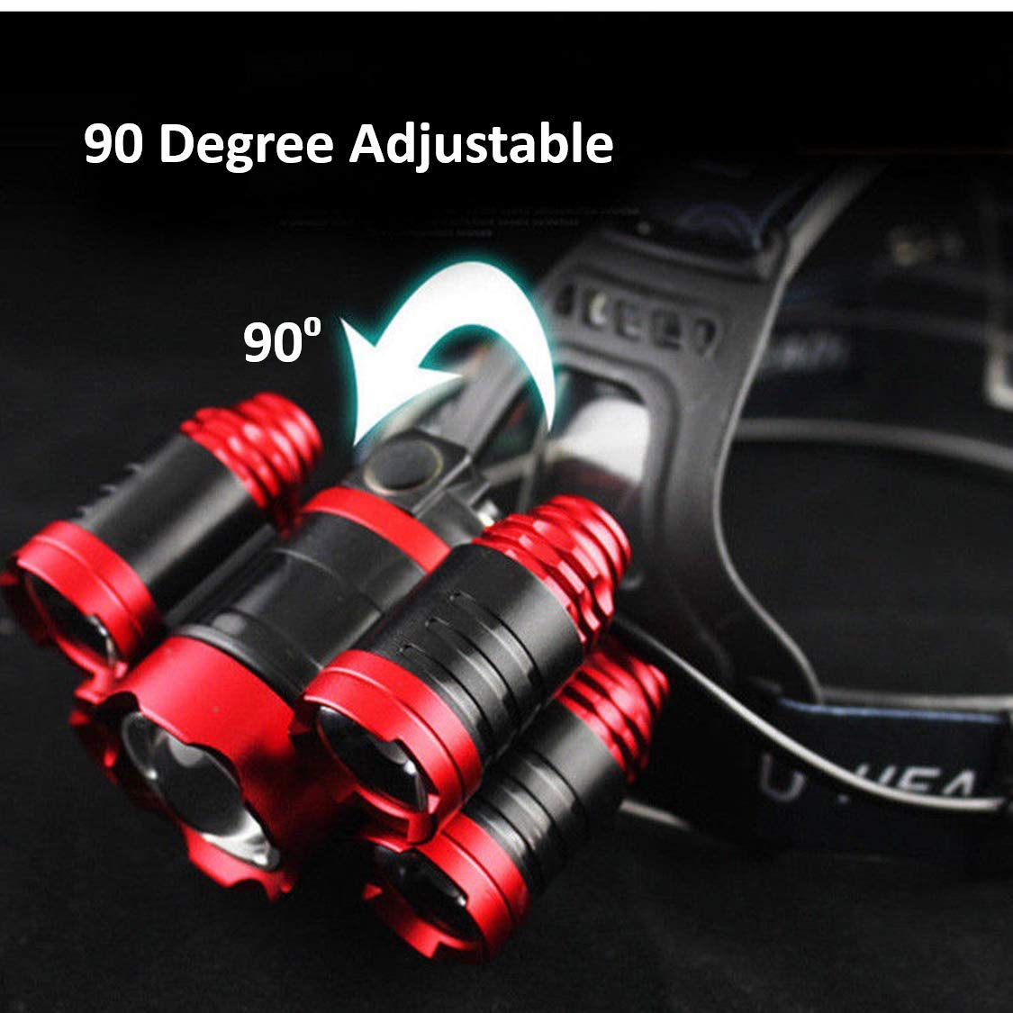 Super Bright Headlamp LED Tactical Flashlight with Rechargeable Batteries, Zoomable,4-Mode Head Lamp,Waterproof Head Flash Light for Camping,Hiking, Fishing,Biking