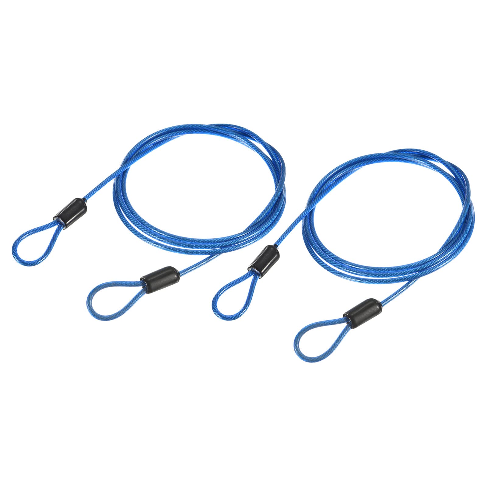 M METERXITY 2 Pcs Security Cables - Plastic Coated Steel Locking Rope Apply to Outdoor/Bicycle/Travel (2.5mmx1m, Blue)