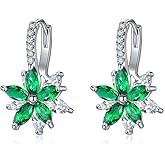 Flower Earrings for Women Floral Hoop Earrings Blue Crystal Flower Earring Trendy Jewelry Gifts