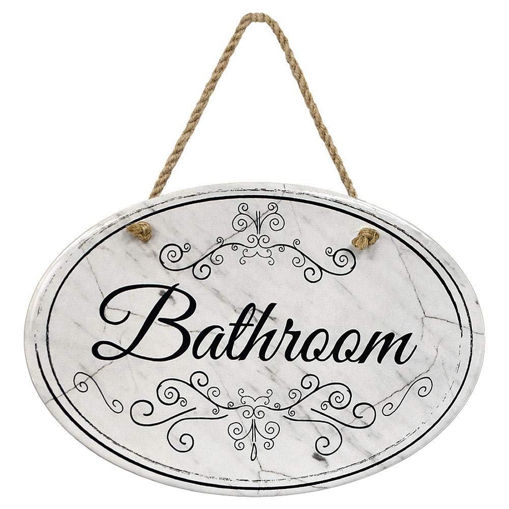Bathroom Marble Bathroom Sign 8 3/4" x 6” x 5/16” Home Décor