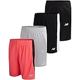 New Balance Boys Athletic Shorts - 4 Pack Quick Dry Active Performance Mesh Gym Basketball Short for Boys (4-20)