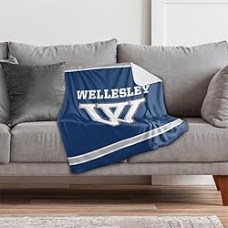 Wellesley Blues Primary Logo Stripes Sherpa