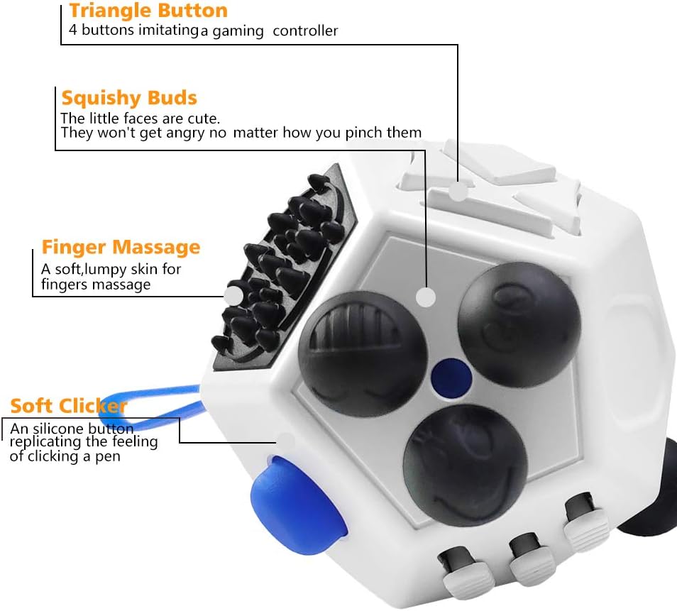 Amazon Com Vcostore 12 Sided Fidget Cube Dodecagon Fidget Toy For Children And Adults Stress And Anxiety Relief Depression Anti Cube For All Ages With Adhd Add Ocd Autism White Toys Games