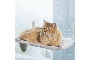 ANLEM Cat Window Hammock, Foldable Cat Window Perch, Window Hammock Seat for Cats Inside Latest Screw Suction Cups Extra Large Sturdy Cat Bed with Replaceable Two Fabrics Covers (Winter Large)