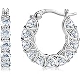 Sterling Silver Cubic Zirconia Hoop Earrings and 14k Gold Earrings, Hypoallergenic Diamond Huggies Earrings for Women