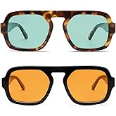 VANLINKER Oversized Retro Square Aviator Sunglasses for Women Men 70s Vintage Style Trendy Big Flat Top Sun Glasses VL9826