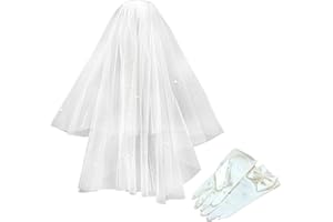 DEGPUM First Communion Veil for Girls,First Communion White Veil and Gloves Set,Girls' First Communion Veils,First Holy Communion Veil for Girls,Flower Girl Veil,First Holy Communion Accessories for Kids