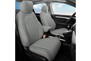 GIANT PANDA Car Seat Covers Full Set Custom Fit for Honda CRV 2017 2018 2019 2020 2021 2022- Faux Leather (Gray/Grey)