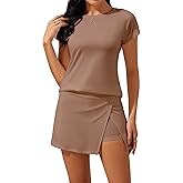 PUXOBYKU Women 2 Piece Shorts Set Sweatsuits 2026 Casual Summer Lounge Shorts Skirt Trendy Short Sleeve Matching Sets