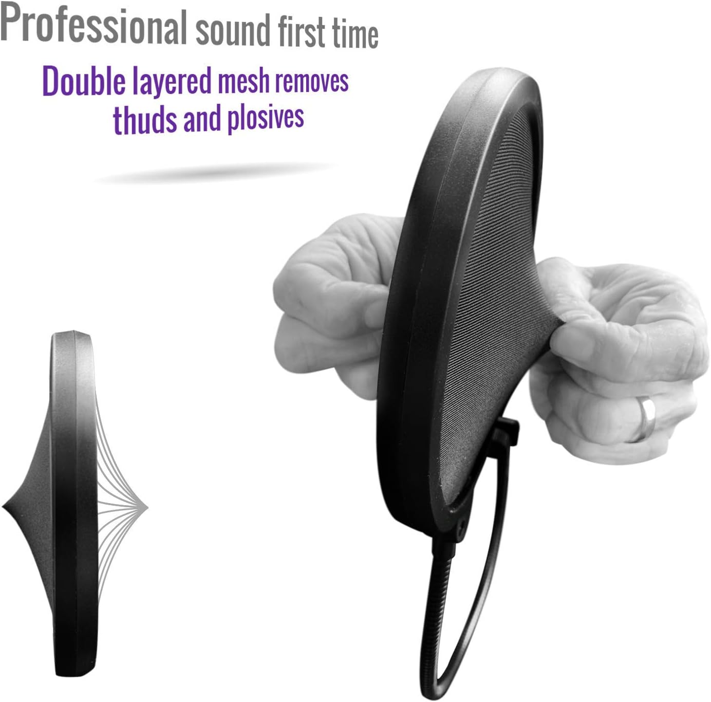 AUPHONIX Pop Filter for Blue Yeti Microphone – Custom Fit, Easy On Clasp Shield Delivers Perfectly Optimized Voice Clarity – Double Mesh Windscreen Filter Mask Blocks S Hiss, Thud, Pop & BP Plosives