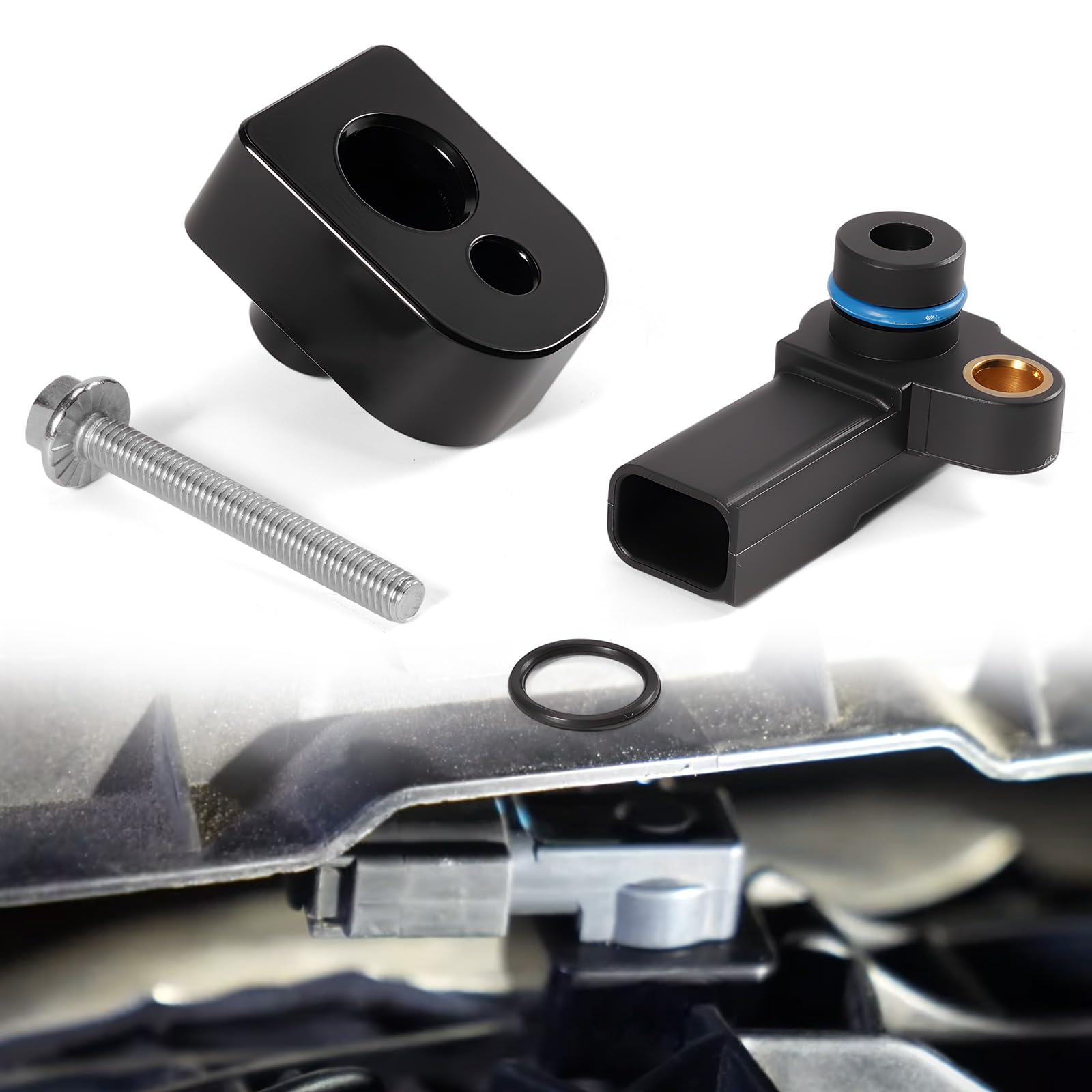 Photo 1 of Rendrox MAP Sensor with Black Spacer Kit for Ford F-250 F-350 Super Duty 6.7L Powerstroke Diesel 2011-2019 | Manifold Absolute Pressure Sensor Replace BC3Z-9F479-A BC3Z-9F479-B BC3Z9F479B CX2372