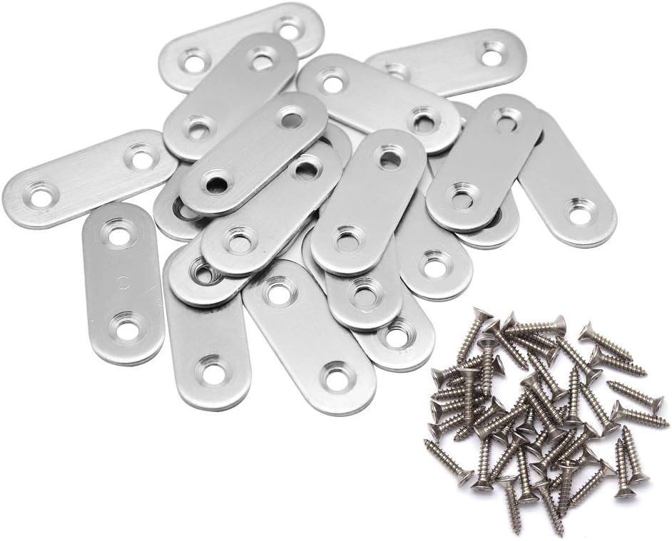 Hysagtek 20 Pcs Flat Corner Brace Plates Metal Joining Plates Connector