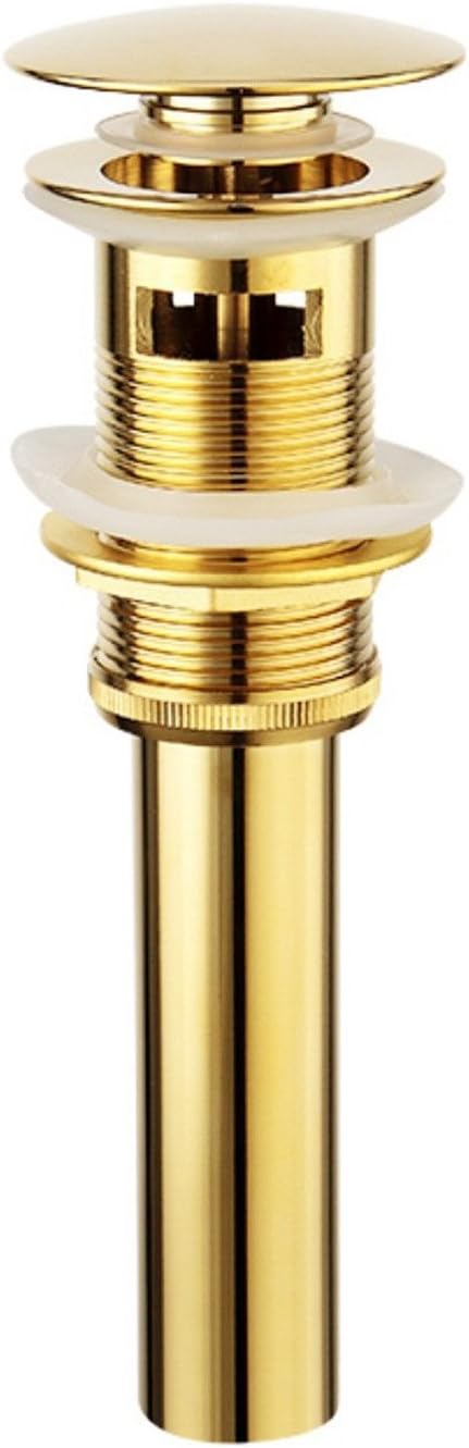 Gold Plated Finish Brass Basin Sink Drain Pop up Waste Vanity with Overflow Drainer