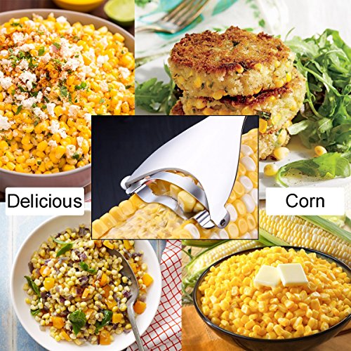 Corn Thresher Slicer Peeler, 18/10 Stainless Steel Corn Stripping Corer, Kitchen Gadget Dishwasher Safe AYZ333